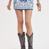 Mediterranean Pattern Mini Skort
