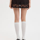 Floral Lace Linen Mini Skort