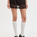 Floral Lace Linen Mini Skort