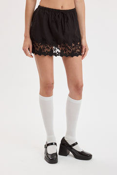 Floral Lace Linen Mini Skort