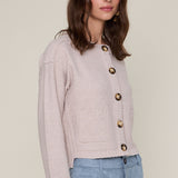 Crew Neck Button Down Knit Sweater