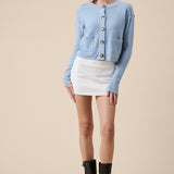 Crew Neck Button Down Knit Sweater