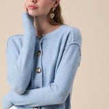 Crew Neck Button Down Knit Sweater