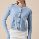 Crew Neck Button Down Knit Sweater