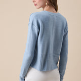 Crew Neck Button Down Knit Sweater