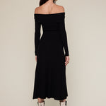 Off Shoulder Sweater Midi Dress - black, womens dress collection