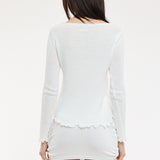 Scallop Cut Boat Neck Top and Skirt Set