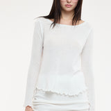 Scallop Cut Boat Neck Top and Skirt Set