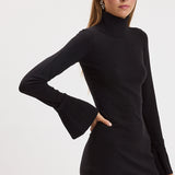 Turtleneck Dress With Detail Cuff Sleeves