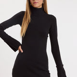 Turtleneck Dress With Detail Cuff Sleeves