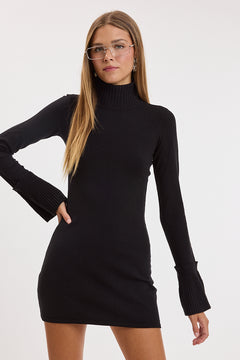 Turtleneck Dress With Detail Cuff Sleeves