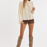 Boat Neck Side Slit Poncho