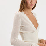 V Neck Lace Knit Top