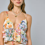 Front Tie Ruffle Top