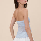 Chiffon See Through Twisted Tube Top - Blue, Women's Tops Collection