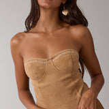 Suede Corset With Stud Detail