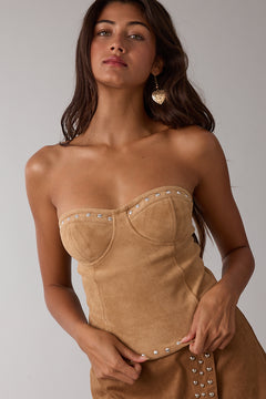 Suede Corset With Stud Detail