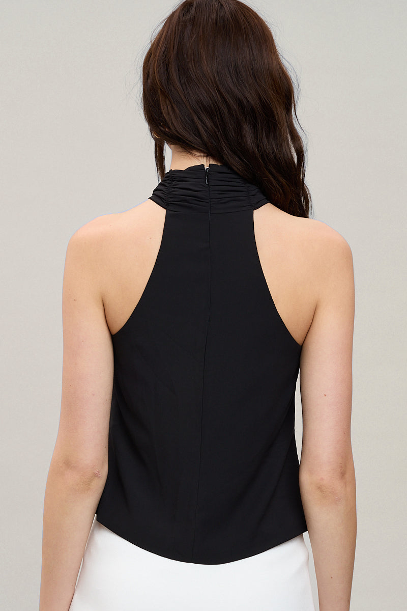 Twist Front Halter Top - black, womens top collection