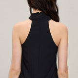 Twist Front Halter Top - black, womens top collection