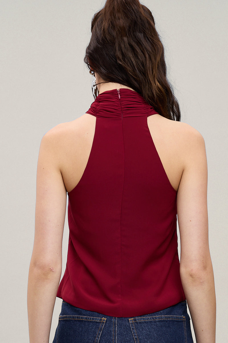 Twist Front Halter Top - red, womens top collection