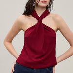 Twist Front Halter Top - red, womens top collection