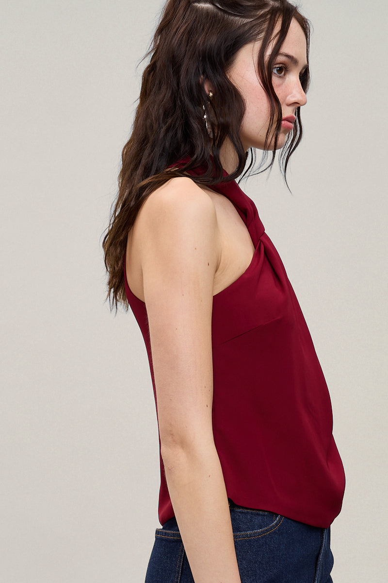 Twist Front Halter Top - red, womens top collection