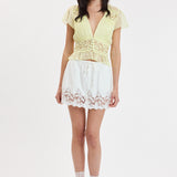 Chiffon V Neck Cap Sleeve Top