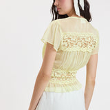 Chiffon V Neck Cap Sleeve Top