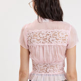 Chiffon V Neck Cap Sleeve Top