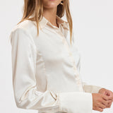Satin Shoulder Pad Blouse