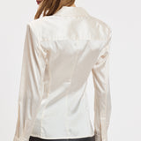 Satin Shoulder Pad Blouse