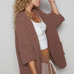 Cuffed Cardigan - Chocolate, Women's Tops Collection