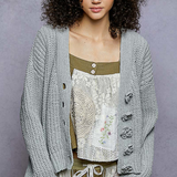 Chenille Flower Button Cardigan