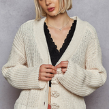 Chenille Flower Button Cardigan