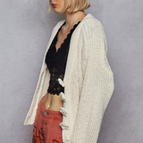 Chenille Flower Button Cardigan