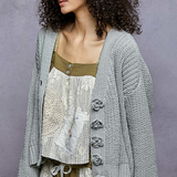 Chenille Flower Button Cardigan