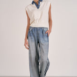 Denim Collared Cap Sleeve Tank