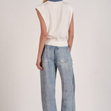 Denim Collared Cap Sleeve Tank