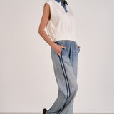 Denim Collared Cap Sleeve Tank