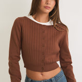 Boat Neck Thin Cardigan