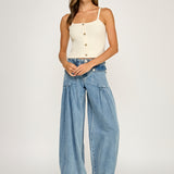Button Front Knit Cami - Natural, Women's Tops Collection