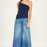 One Shoulder Buckle Knit Top