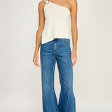 One Shoulder Buckle Knit Top