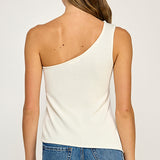 One Shoulder Buckle Knit Top