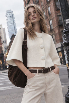 Covered Button Knit Cardigan