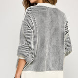 Super Soft Strip Sweater - White/Black, Women's Tops Collection