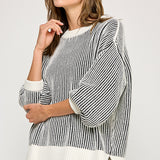 Super Soft Strip Sweater - White/Black, Women's Tops Collection