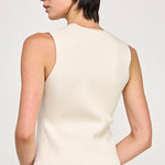 Sleeveless V Neck Vest - Beige, Women's Tops Collection