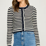 Stripe Button Front Cardigan