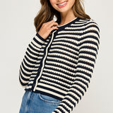 Stripe Button Front Cardigan
